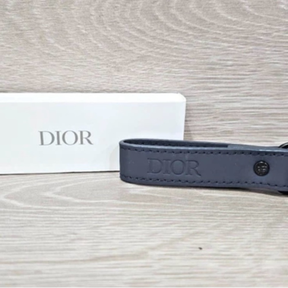 Dior Charcoal Leather Keychain
